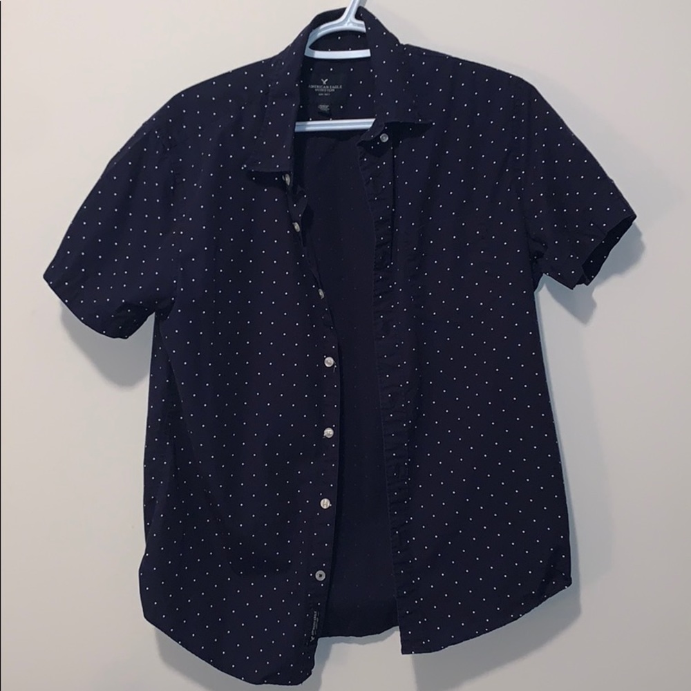 American Eagle Dotted Blue Shirt